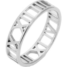 Chavin 6 Mm. Çelik Gri Roma Rakam Bayan Yüzük EU32BY