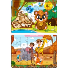 KutuTR Notpa Çocuklar Için Eğitici ve Öğretici Ahşap Renkli Puzzle 4lü Set 3