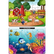 KutuTR Notpa Çocuklar Için Eğitici ve Öğretici Ahşap 24 Parça Renkli Puzzle 4lü Set 11