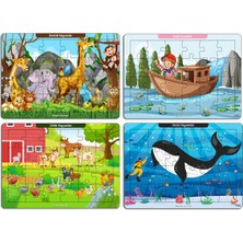 KutuTR Notpa Çocuklar Için Eğitici ve Öğretici Ahşap 24 Parça Renkli Puzzle 4lü Set 10