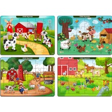 KutuTR Notpa Çocuklar Için Eğitici ve Öğretici Ahşap 24 Parça Renkli Puzzle Sevimli Hayvanlar 4lü Set 16