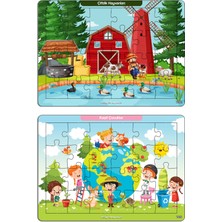 KutuTR Notpa Çocuklar Için Eğitici ve Öğretici Ahşap Renkli Puzzle 4lü Set 2