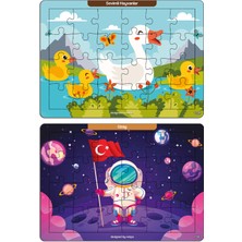 KutuTR Notpa Çocuklar Için Eğitici ve Öğretici Ahşap Renkli Puzzle 4lü Set 8