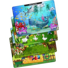 KutuTR Notpa Çocuklar Için Eğitici ve Öğretici Ahşap Renkli Puzzle 4lü Set 1