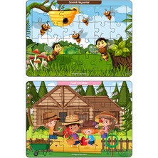 KutuTR Notpa Çocuklar Için Eğitici ve Öğretici Ahşap Renkli Puzzle 4lü Set 1