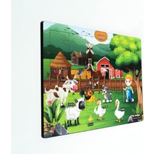 KutuTR Ahşap Çiftlik Puzzle 30X20CM, Renkli Çiftlik Bebek, Çocuk ve Okul Öncesi Için Puzzle