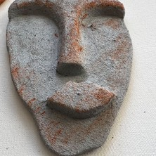 Mes Reves Design El Yapımı Taş Heykel Soyut Yüz Maske 3'Li Set, Modern Beton,Eskitme Taş Görünümlü Duvar Dekor