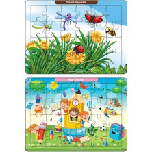 KutuTR Notpa Çocuklar Için Eğitici ve Öğretici Ahşap 24 Parça Renkli Puzzle 4lü Set 4