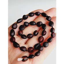 Kehribar Sarayı Baltık Damla Kehribar Bebek Diş Kolyesi Mat Vişne Rengi