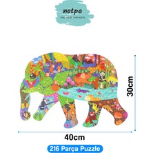 KutuTR Notpa Ahşap Renkli Hayvanlar Serisi Fil Figürlü Puzzle 5 Yaş ve Yetişkinler Için Yapboz 40X30CM