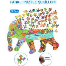 KutuTR Notpa Ahşap Renkli Hayvanlar Serisi Fil Figürlü Puzzle 5 Yaş ve Yetişkinler Için Yapboz 40X30CM