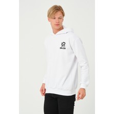 Zalizo Erkek Kapüşonlu 3 Iplik Şardonlu Beyaz Sweatshirt