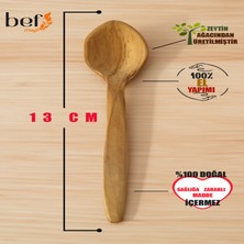 Bef Craft 13 cm Küçük Doğal Zeytin Ağacı Küçük Mama Kaşığı Tatlı Kaşığı Şeker Kaşığı Bebek Mama Kaşığı