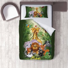 Lina Home Bebek, Çocuk Odası Micro Pamuk Saten Tek Kişilik Çarşafsız Nevresim Takımı Model 00313