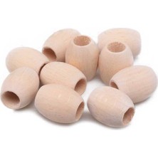 Simisso Ham Ahşap Boncuk Varil Model  2 cm 10 Adet