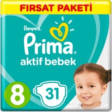 Prima Bebek Bezi Aktif Bebek Fırsat Paketi 8 Beden 31 Adet