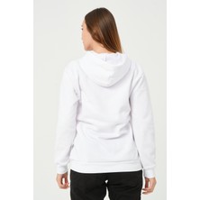 Zalizo Kadın Kapüşonlu 3 Iplik Şardonlu Beyaz Sweatshirt