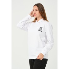 Zalizo Kadın Kapüşonlu 3 Iplik Şardonlu Beyaz Sweatshirt