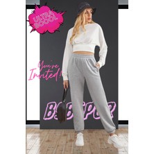 BSBSPOR Gri Siyah Günlük Şık Eşofman Altı Unisex Bol Spor