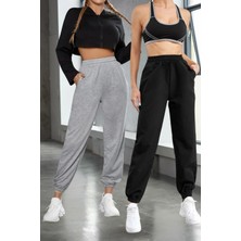 BSBSPOR Kışlık İçi Pamuklu Bol Eşofman Altı Set Ikili 2li Oversize Erkek Kadın Unisex Paçası Lastikli