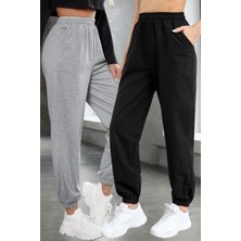 BSBSPOR Kışlık İçi Pamuklu Bol Eşofman Altı Set Ikili 2li Oversize Erkek Kadın Unisex Paçası Lastikli