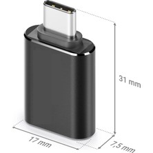 Hobimtek HP-Z04 Metal Usb-C 3.1 Type C To USB 3.0 Type A Dişi Çevirici Hub Type C Çevirici USB Adaptör