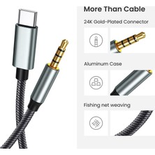 Hobimtek Hp-20 Metal Type-C - 3.5 mm Aux Ses Kablosu 1mt Jak Adaptörü Dongle Kulaklık Çevirici