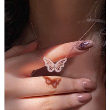 Harlofia Jewelry 925 Ayar Gümüş Taşlı Diaethria Kelebek Kolye