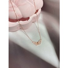 Harlofia Jewelry 925 Ayar Gümüş Taşlı Diaethria Kelebek Kolye