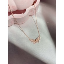 Harlofia Jewelry 925 Ayar Gümüş Taşlı Diaethria Kelebek Kolye