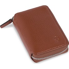 Hatemoğlu Taba Floter Desenli Deri Fermuarlı Cüzdan