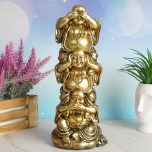 Elifeshop Görmedim Duymadım Bilmiyorum Buda Heykeli Biblo Hediyelik Dekoratif Ürün Konsol Vitrin Masa Süsü 2b