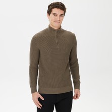 Nautıca Erkek Yeşil Standart Fıt Dik Yakalı Uzun Kollu Triko S37128T.3BB