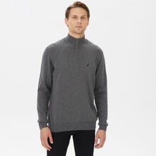Nautica Erkek Gri Standart Fit Dik Yakalı Kazak S37104T.00E