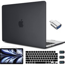 Jingyi MacBook Air 13,6 Inç Kılıf M2 2022 2023 Sürümü ile Uyumlu, USB C - USB Adaptörlü Siyah Sert Kabuk Kılıf + MacBook Air M2 A2681 Için Klavye Kapağı 13,6 Inç, Touch Id - Mat Siyah (Yurt Dışından)