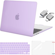 Jingyi MacBook Air 13.6 Inç Kılıf 2022 2023 Sürümü ile Uyumlu A2681 M2 Chip Liquid Retina Display Touch Id, Plastik Sert Kılıf&klavye ve Ekran Koruyucu&c Tipi Adaptör 2'li Paket, Mor (Yurt Dışından)