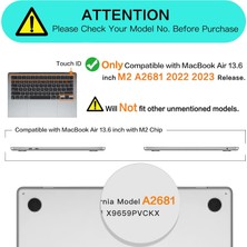 Jingyi MacBook Air 13.6 Inç Kılıf 2022 2023 Sürümü ile Uyumlu A2681 M2 Chip Liquid Retina Display Touch Id, Plastik Sert Kılıf&klavye ve Ekran Koruyucu&c Tipi Adaptör 2'li Paket, Mor (Yurt Dışından)