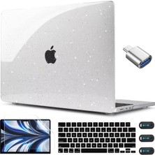 Jingyi MacBook Air 13.6 Inç 2022 2023 Sürümü Için Şeffaf Glitter Yıldız Kılıf A2681 M2, Klavye Kapaklı Parlak Sparkly Sert Kabuk Kılıf Touch Id'li MacBook Air M2 Için USB C - USB Adaptörü (Yurt Dışından)