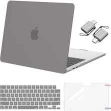 Jingyi MacBook Air 13.6 Inç Kılıf 2022 2023 Sürümü ile Uyumlu A2681 M2 Chip Liquid Retina Display Touch Id, Plastik Sert Kılıf&klavye ve Ekran Koruyucu&c Tipi Adaptör 2'li Paket, Gri (Yurt Dışından)