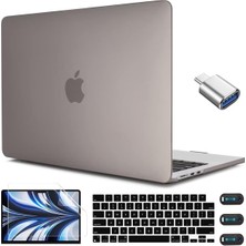 Jingyi MacBook Air M2 2022 2023 ile Uyumlu 13,6 Inç Kılıf Gri Model A2681 M2, Touch Id'li, Buzlu Gri Sert Kılıf + Air 13.6 M2 2023 Için USB C - USB 3.0 Adaptörü, Buzlu Gri (Yurt Dışından)