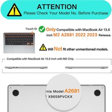 Jingyi MacBook Air 13.6 Inç Kılıf 2022 2023 Sürümü ile Uyumlu A2681 M2 Chip Liquid Retina Display Touch Id, Plastik Sert Kılıf&klavye ve Ekran Koruyucu&c Tipi Adaptör 2'li Paket, Siyah (Yurt Dışından)