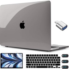 Jingyi MacBook Air 13.6 Inç Kasa Gri 2022 2023 Sürüm A2681 M2 Çip ile Uyumlu, Touch Id'li, Kristal Gri Sert Kılıf ve Klavye Kapağı ve Air 13.6 M2 Için USB C - USB Adaptörü, Gri (Yurt Dışından)