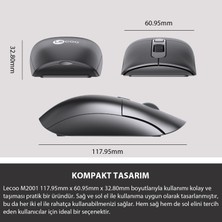 Lenovo Lecoo M2001 Kablosuz 1600DPI 4 Tuşlu Evrensel Uyumlu Optik Mouse Siyah