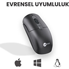 Lenovo Lecoo M2001 Kablosuz 1600DPI 4 Tuşlu Evrensel Uyumlu Optik Mouse Siyah