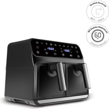 Karaca Xxxl 4+4 Litre Zamanlayıcılı Airfryer 1700W 360 Derece Hava Sirkülasyonu Teknolojisi 7 Pişirme Modu Sesli Uyarı Sistemi Yanmaz Yapışmaz Hazne Otomatik Kapanma