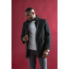 Akçaylar Slimfit Hakim Yaka Düğmeli Yan Cepli Astarlı Tek Yırtmaçlı Kaşmir Erkek Kaban