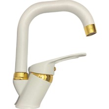 Kca Armatür Kca Beyaz Gold Banyo Lavabo Bataryası Çeşmesi Musluğu