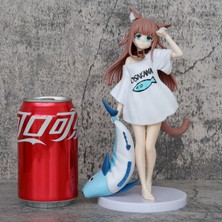 Red Ocean Soya Fasulyesi Tozu Figürü Ayakta Balık Yiyen Güzel Kız Kedi Kız Modeli Anime Iki Boyutlu Masaüstü Şasi Dekorasyon (Yurt Dışından)