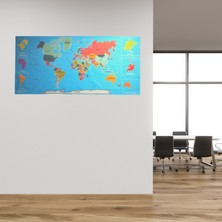 İthalnet Renkliatlas Dünyaharitası Manyetik Yapıştırıcı Gerektirmeyen Duvar Stickerı 118 cm * 56 cm