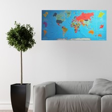 İthalnet Renkliatlas Dünyaharitası Manyetik Yapıştırıcı Gerektirmeyen Duvar Stickerı 118 cm * 56 cm